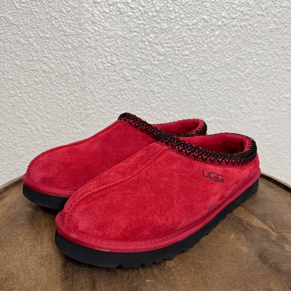 UGG Tasman Red Suede Sherpa Lined Slip-On Clog SlippersShoes Size 9 S/N 5950